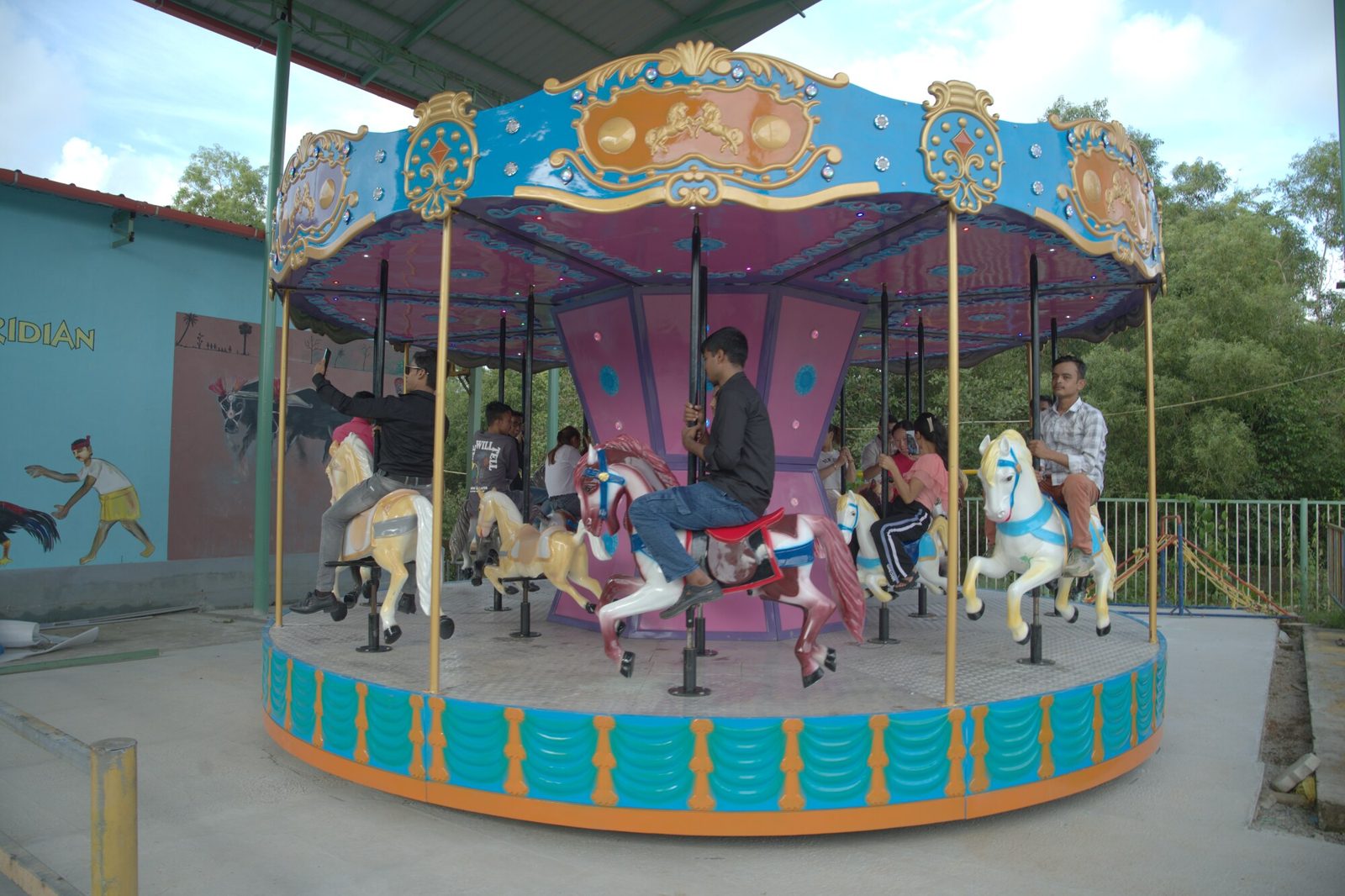Riders on the carousel horses